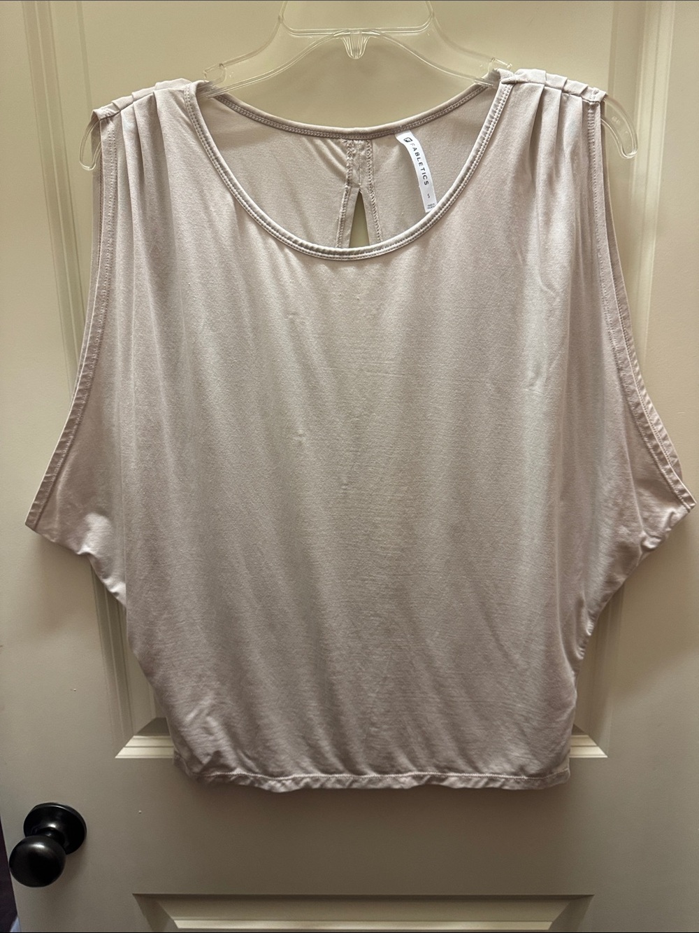 Fabletics Pale Taupe Draped Sleeveless Tank